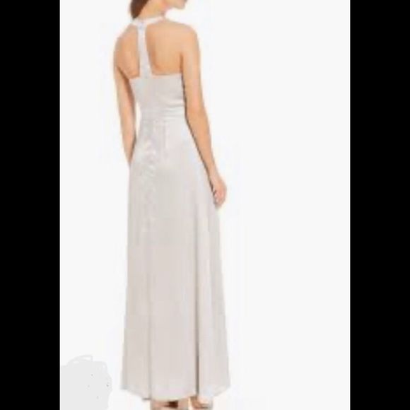 Sexy and Flowy Silver T-Back Maxi Dress Size Large - Picture 6 of 10